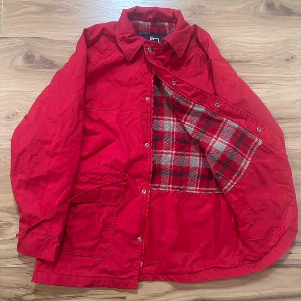 Vintage 80s Woolrich red plaid lined jacket Wool full zip made in USA women’s L